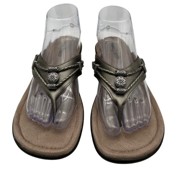 Minnetonka Sandals Thong Slides Summer Women’s Size 10 Silverthorne Pewter Rodeo - Picture 6 of 6